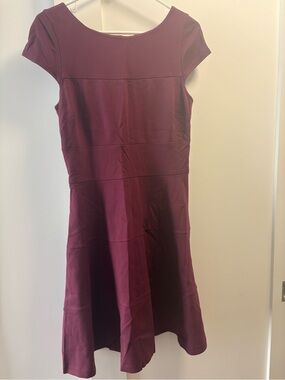 Women's Short Sleeve Fit-and-Flare Dress in Wine - Banana Republic